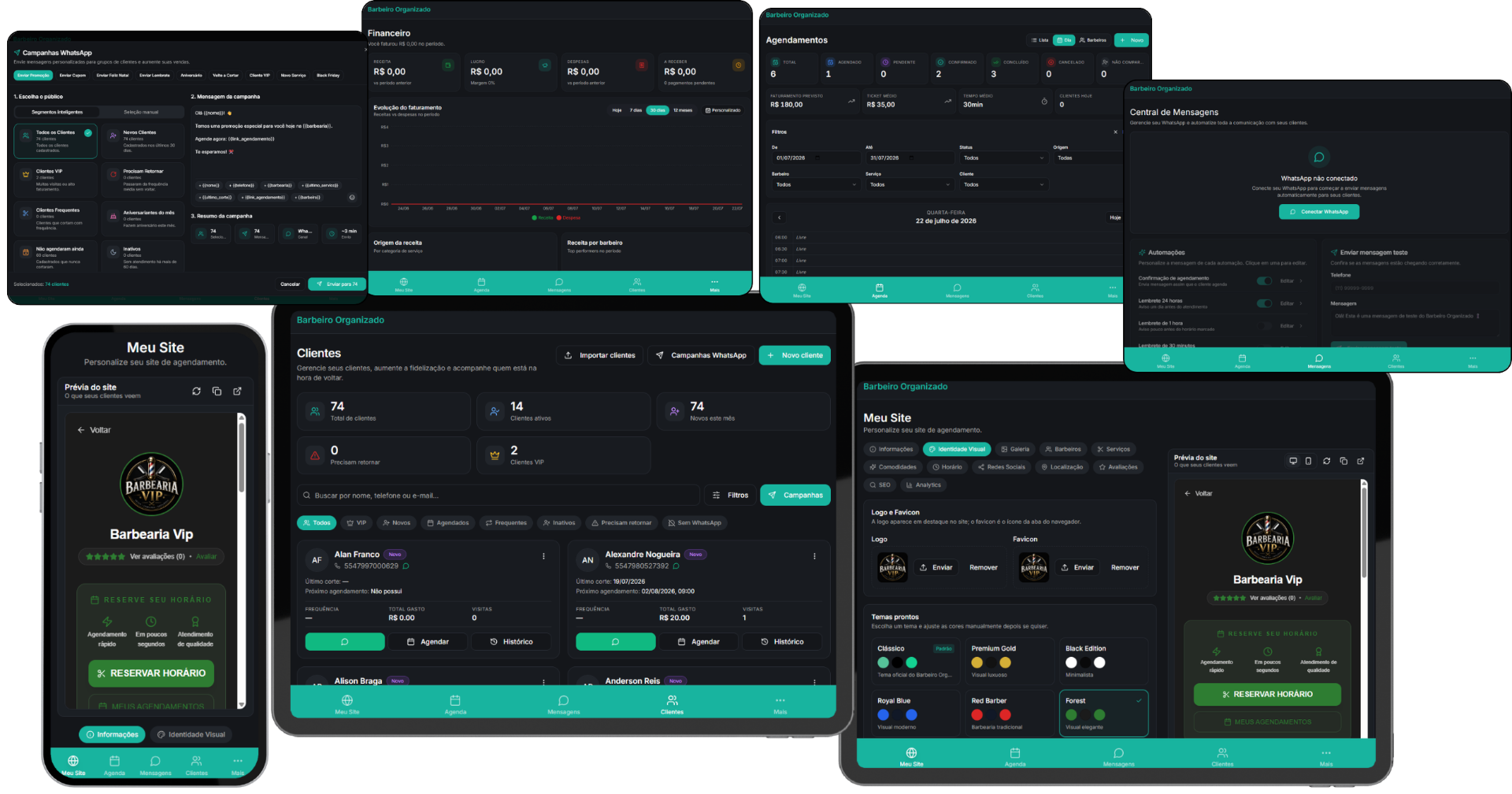 Dashboard Barbeiro Organizado